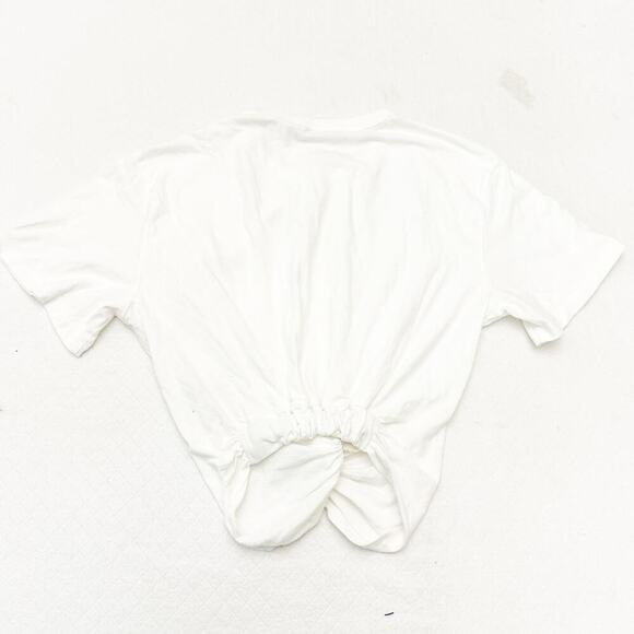 Alexander Wang White Twist Knot Cropped Short Sleeve Tee Shirt Size Small - Picture 4 of 4